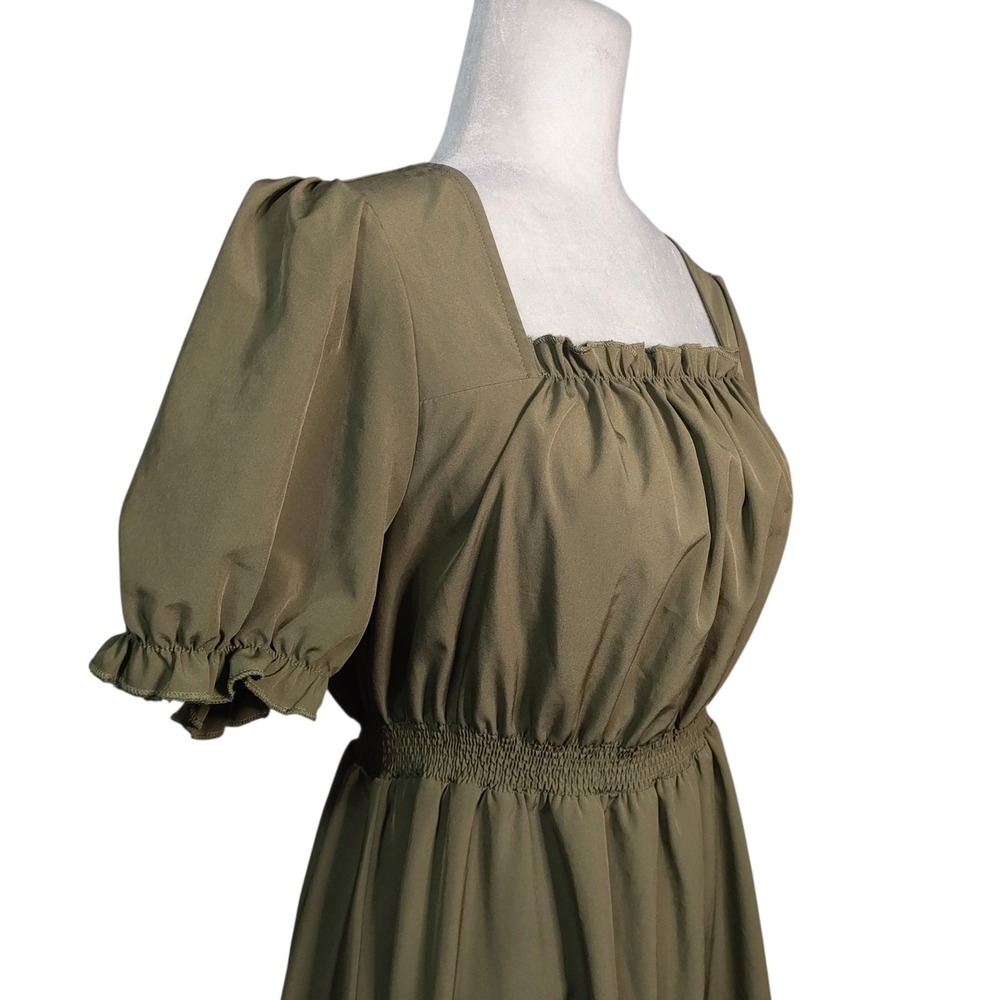 Scarlet Darkness Olive Green Dress Milkmaid Goblincore Cottagecore Peasant Large - Picture 4 of 9